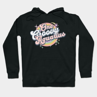 One Groovy Aquarius Cute Retro Design in Pastel Colors Hoodie